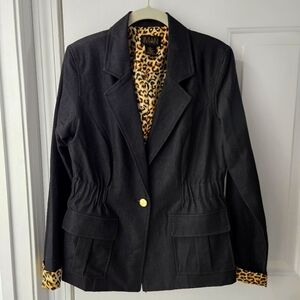 Iman ladies M black/leopard elasticized waist lapel blazer